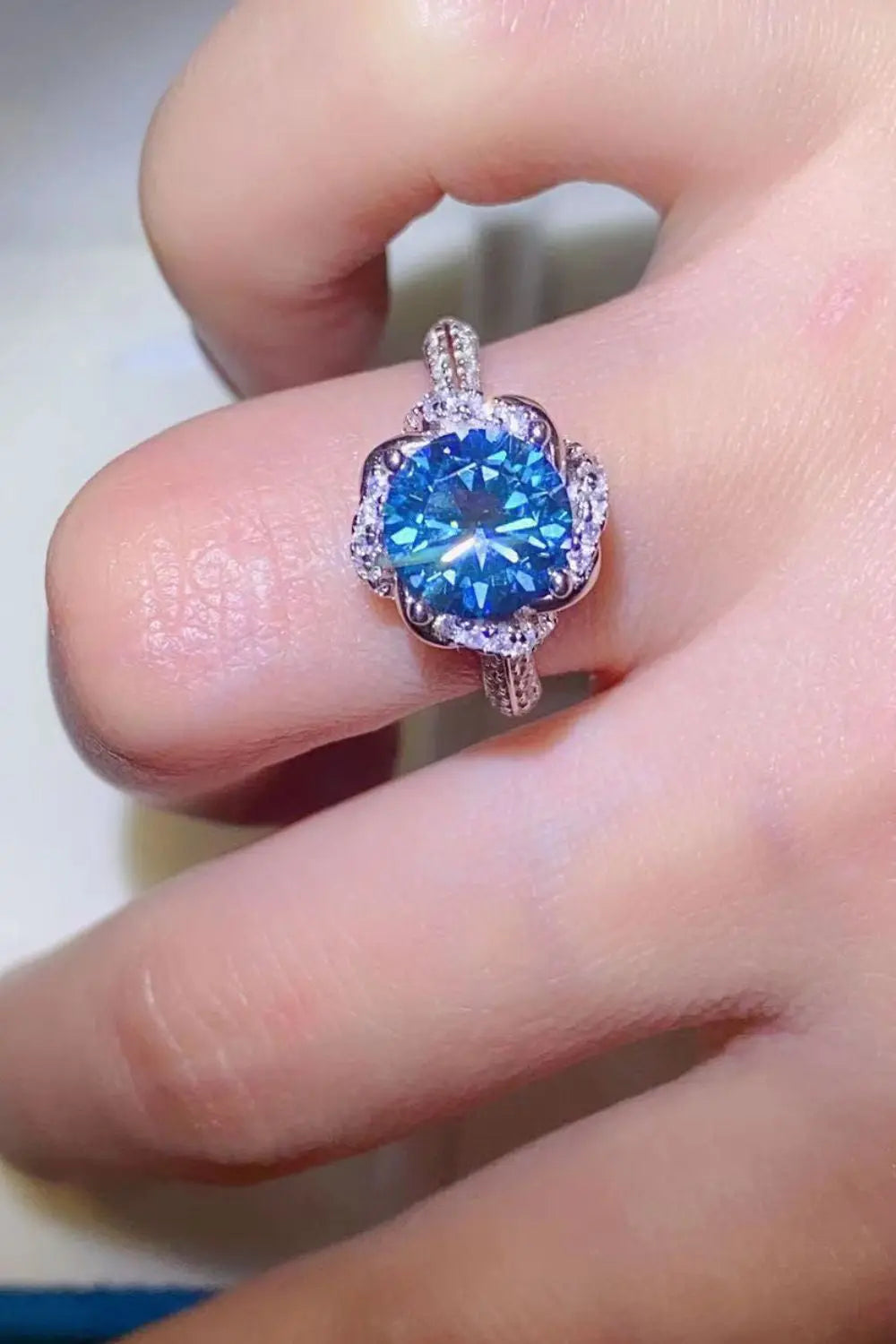 Lovcia 2 Carat Cobalt Blue Moissanite 925 Sterling Silver Ring-Rings-Cobalt Blue-5-Cobalt Blue