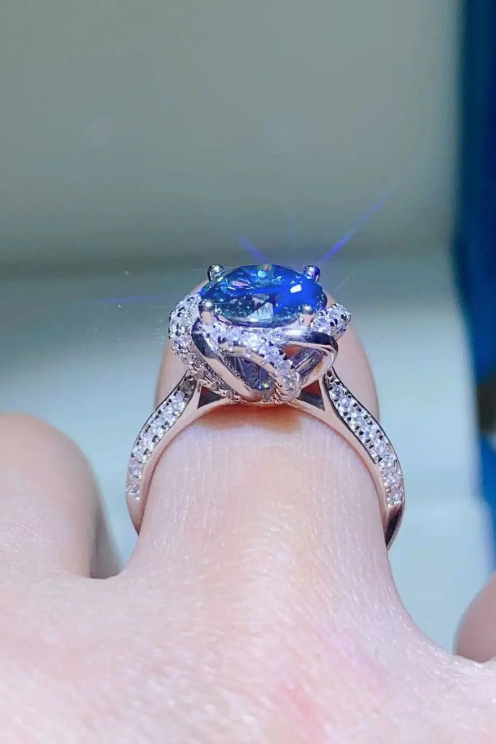 Lovcia 2 Carat Cobalt Blue Moissanite 925 Sterling Silver Ring-Rings-Cobalt Blue-5-Cobalt Blue