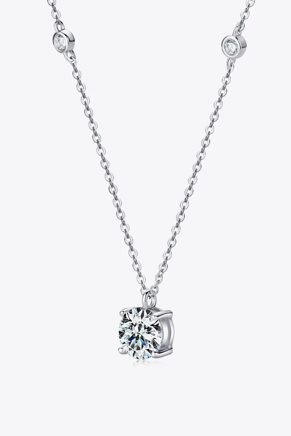 Lovcia 2 Carat Moissanite 4-Prong 925 Sterling Silver Necklace-Necklaces-Silver-One Size-Silver