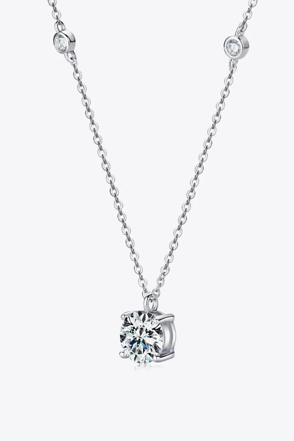 Lovcia 2 Carat Moissanite 4-Prong 925 Sterling Silver Necklace-Necklaces-Silver-One Size-Silver