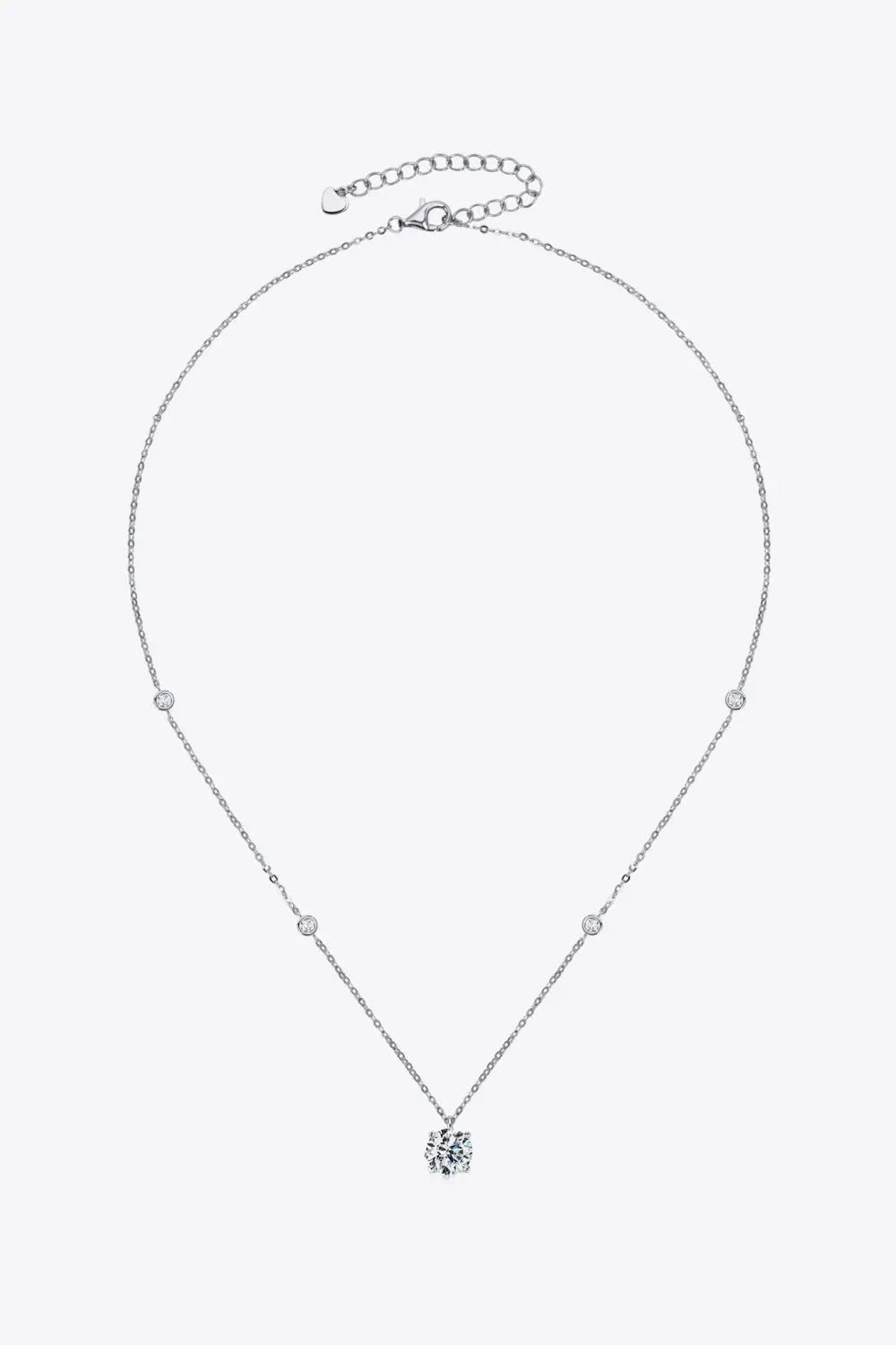 Lovcia 2 Carat Moissanite 4-Prong 925 Sterling Silver Necklace-Necklaces-Silver-One Size-Silver