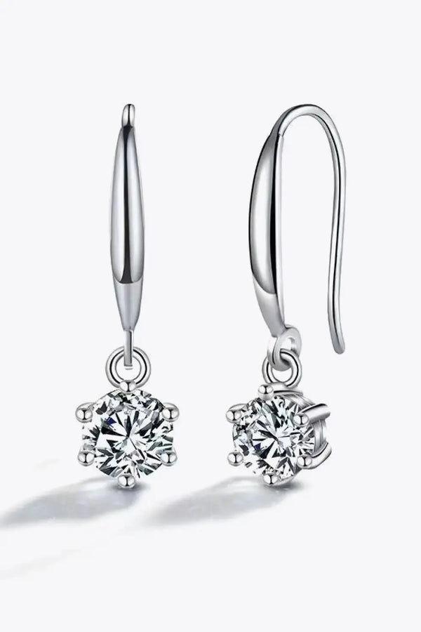 Lovcia 2 Carat Moissanite 6-Prong Drop Earrings-Earrings-Silver-One Size-Silver