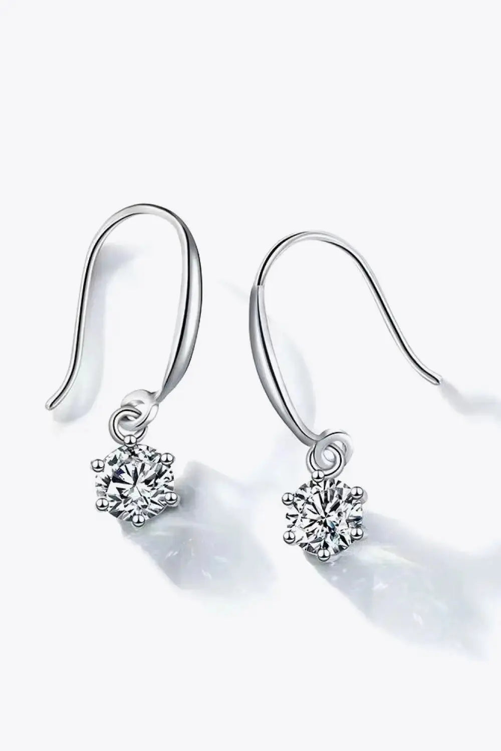 Lovcia 2 Carat Moissanite 6-Prong Drop Earrings-Earrings-Silver-One Size-Silver