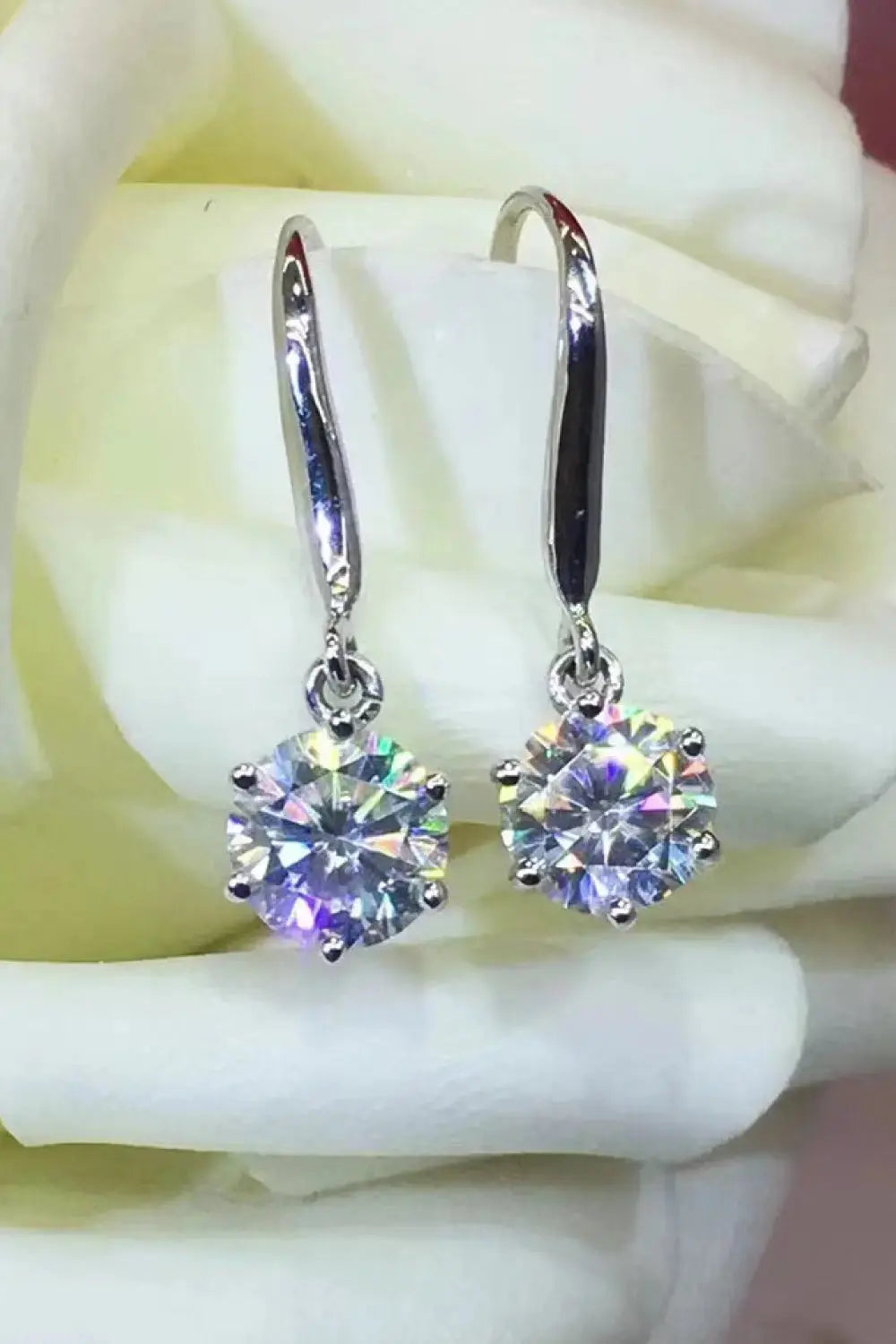 Lovcia 2 Carat Moissanite 6-Prong Drop Earrings-Earrings-Silver-One Size-Silver