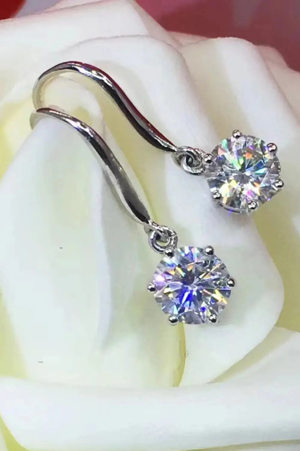 Lovcia 2 Carat Moissanite 6-Prong Drop Earrings-Earrings-Silver-One Size-Silver