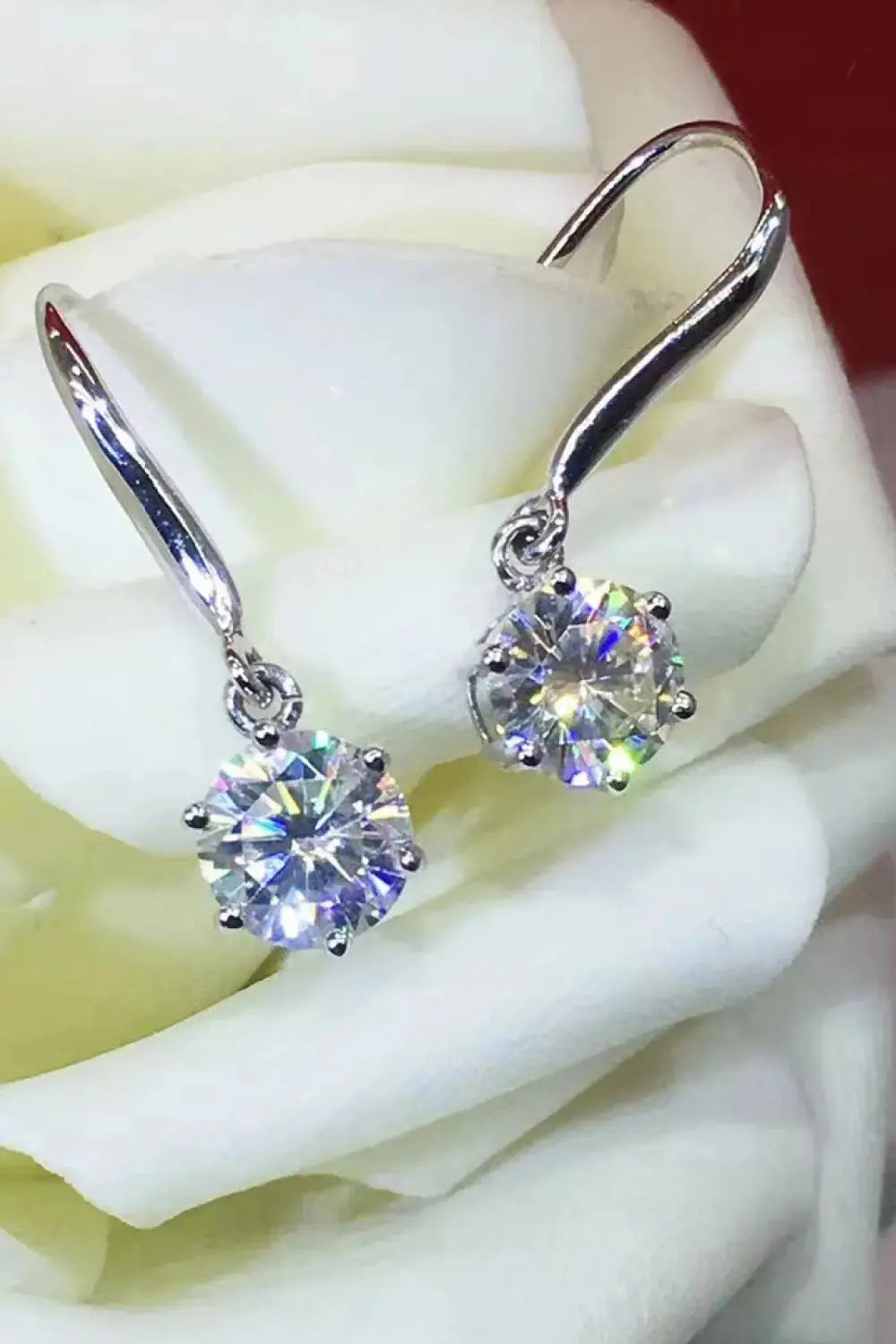 Lovcia 2 Carat Moissanite 6-Prong Drop Earrings-Earrings-Silver-One Size-Silver
