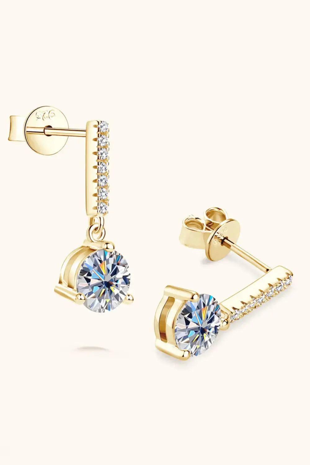 Lovcia 2 Carat Moissanite 925 Sterling Silver Drop Earrings-Earrings-Gold-One Size-Gold