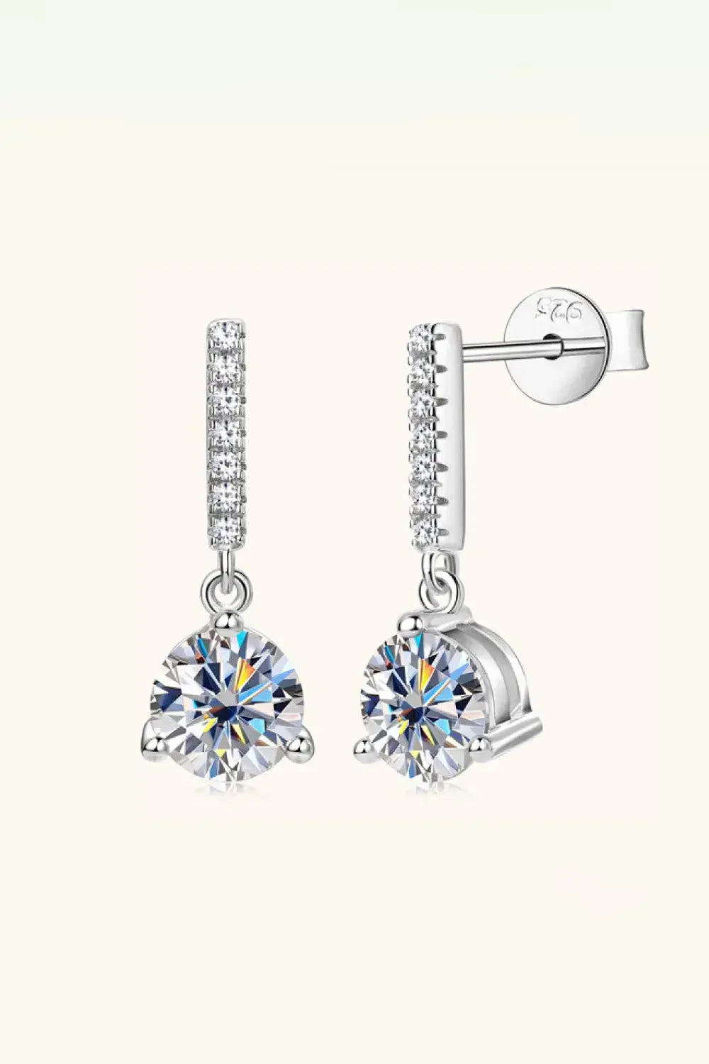 Lovcia 2 Carat Moissanite 925 Sterling Silver Drop Earrings-Earrings-Gold-One Size-Gold