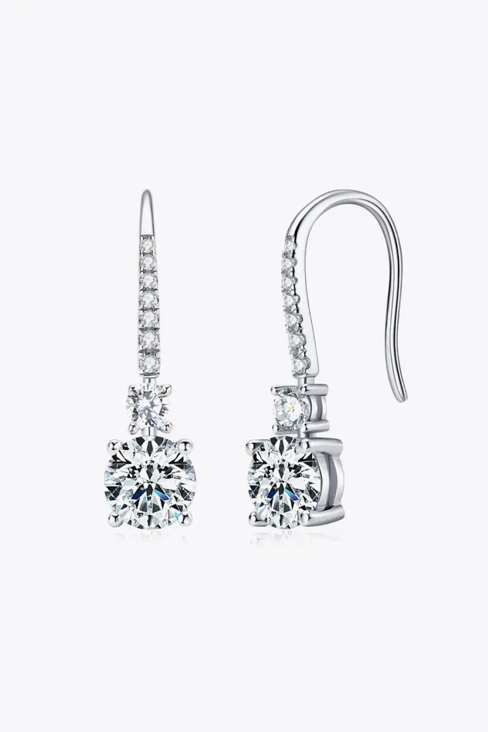 Lovcia 2 Carat Moissanite 925 Sterling Silver Drop Earrings-Earrings-Silver-One Size-Silver