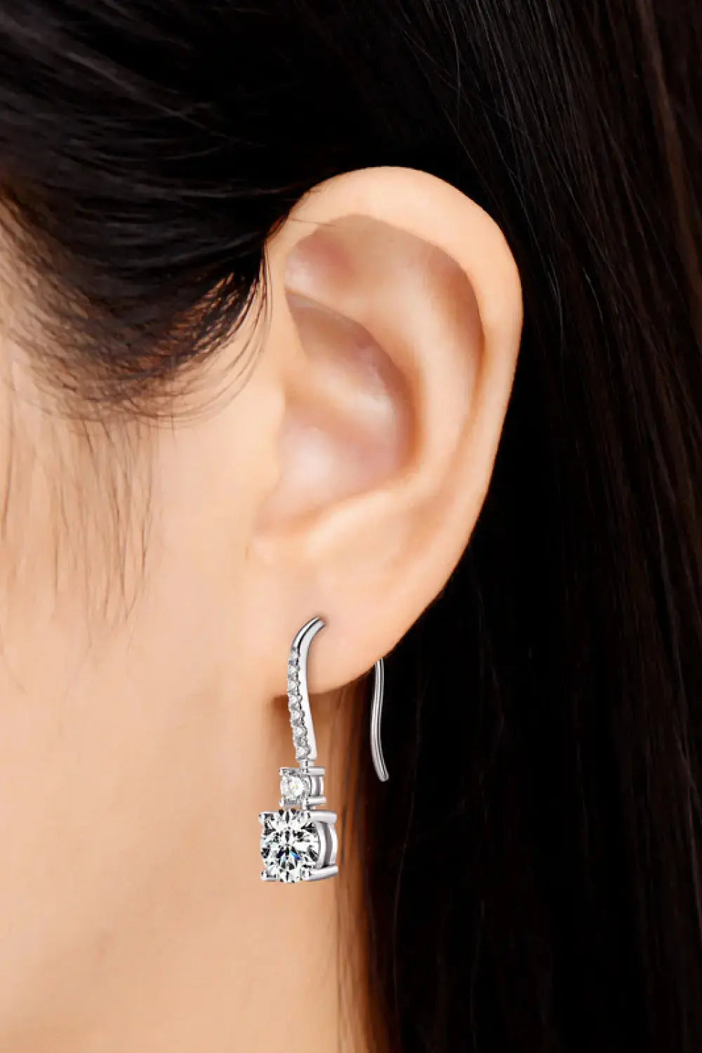Lovcia 2 Carat Moissanite 925 Sterling Silver Drop Earrings-Earrings-Silver-One Size-Silver