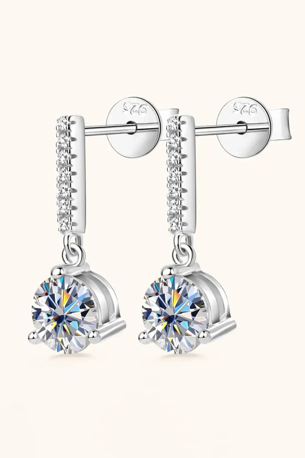 Lovcia 2 Carat Moissanite 925 Sterling Silver Drop Earrings-Earrings-Silver-One Size-Silver