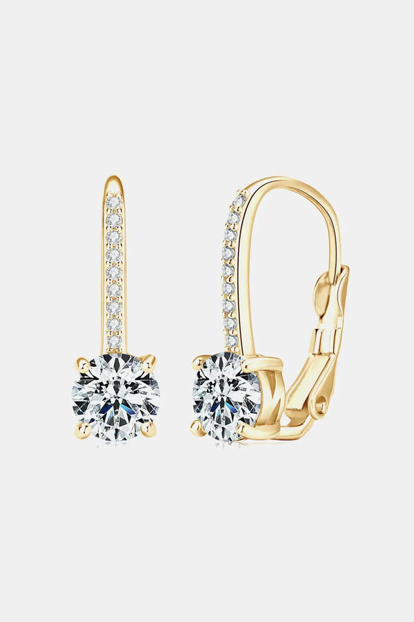 Lovcia 2 Carat Moissanite 925 Sterling Silver Earrings-Earrings-Gold-One Size-Gold