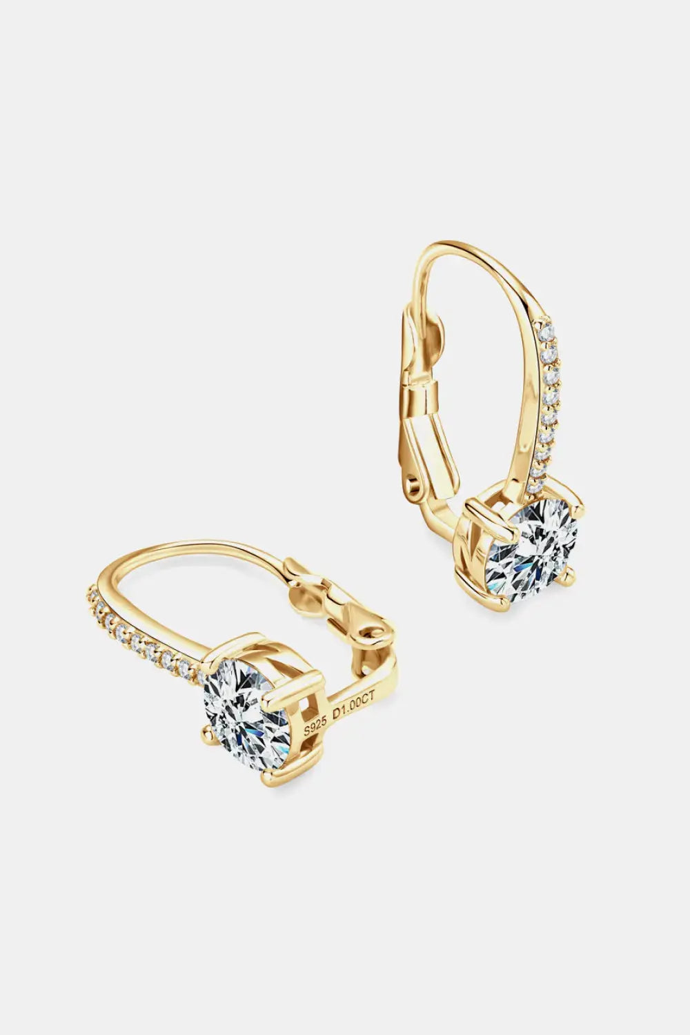 Lovcia 2 Carat Moissanite 925 Sterling Silver Earrings-Earrings-Gold-One Size-Gold