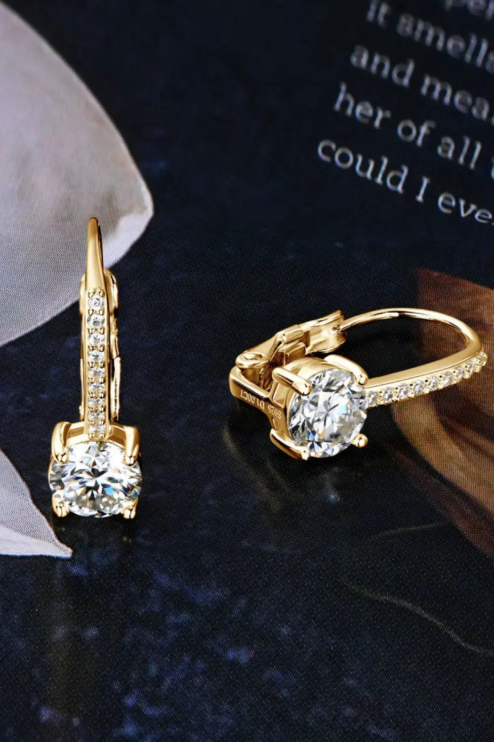 Lovcia 2 Carat Moissanite 925 Sterling Silver Earrings-Earrings-Gold-One Size-Gold