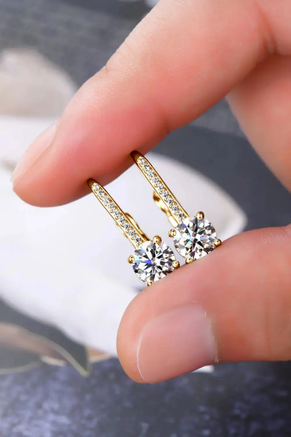 Lovcia 2 Carat Moissanite 925 Sterling Silver Earrings-Earrings-Gold-One Size-Gold