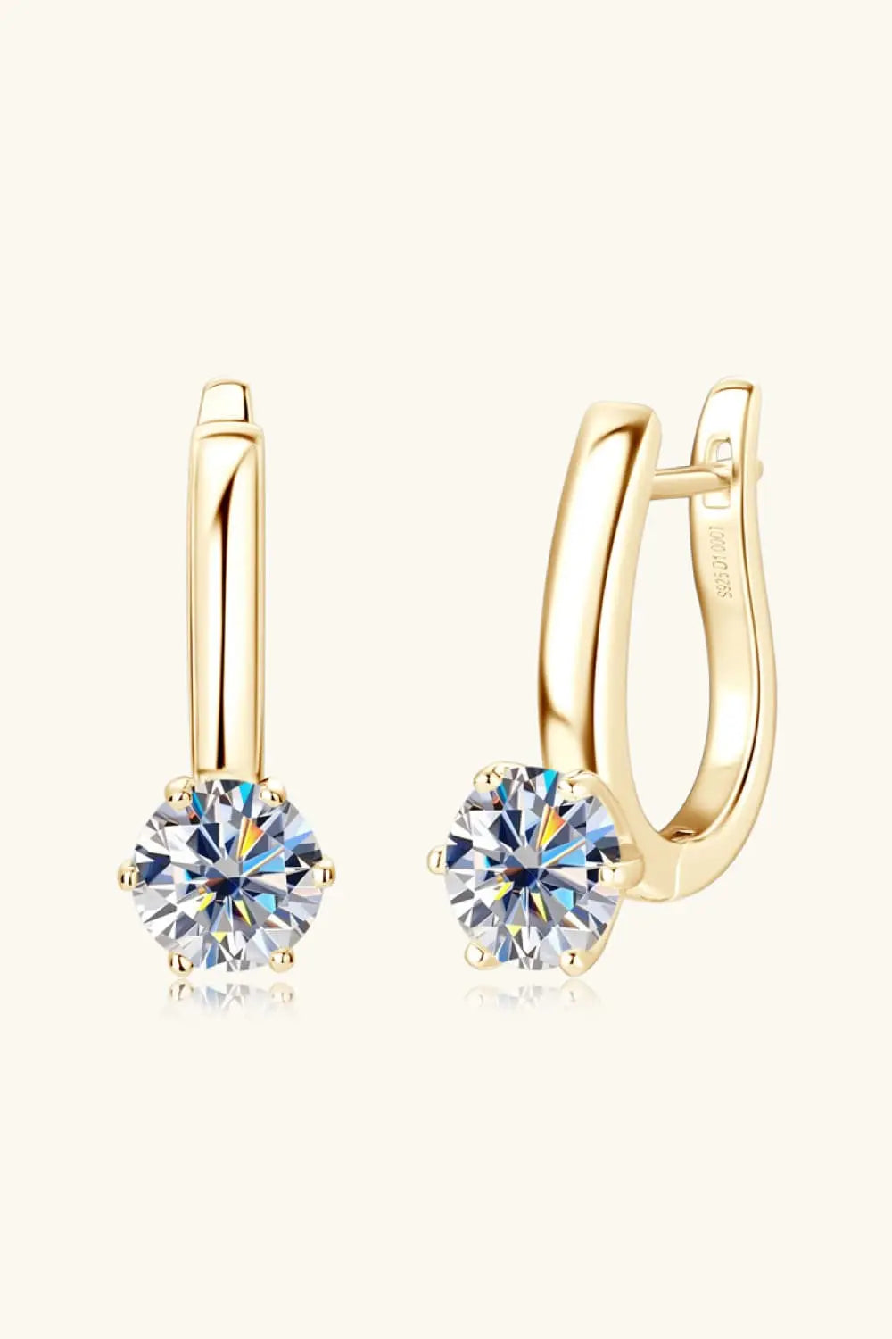 Lovcia 2 Carat Moissanite 925 Sterling Silver Earrings-Earrings-Gold-One Size-Gold