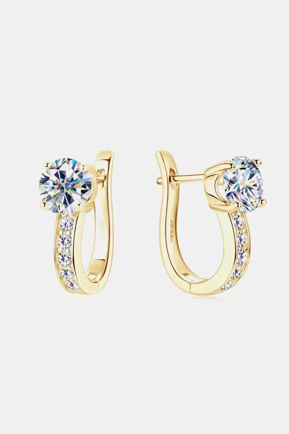 Lovcia 2 Carat Moissanite 925 Sterling Silver Earrings-Earrings-Gold-One Size-Gold