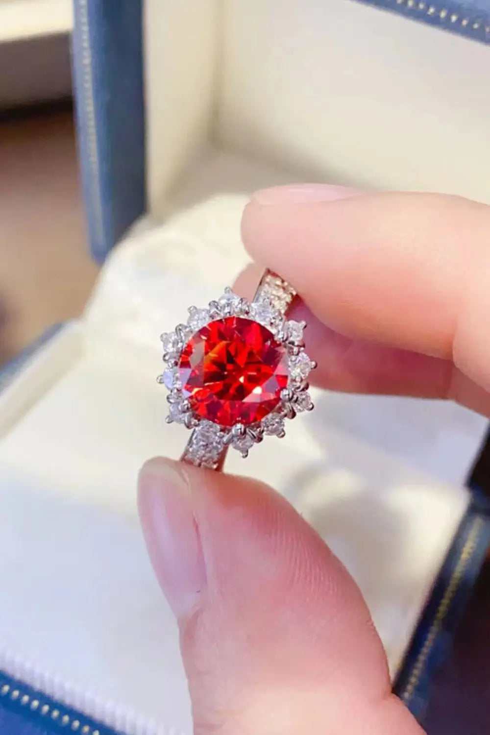 Lovcia 2 Carat Moissanite 925 Sterling Silver Halo Ring-Rings-Red-4.5-Red