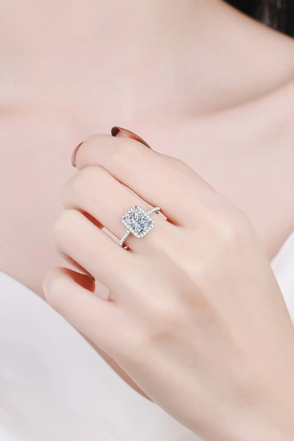 Lovcia 2 Carat Moissanite 925 Sterling Silver Halo Ring-Rings-Silver-4-Silver