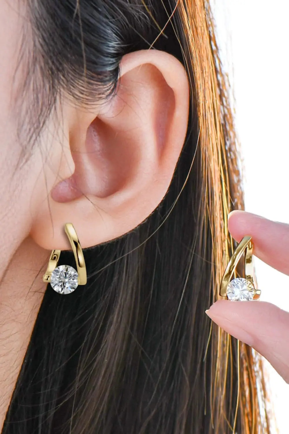 Lovcia 2 Carat Moissanite 925 Sterling Silver Heart Earrings-Earrings-Gold-One Size-Gold