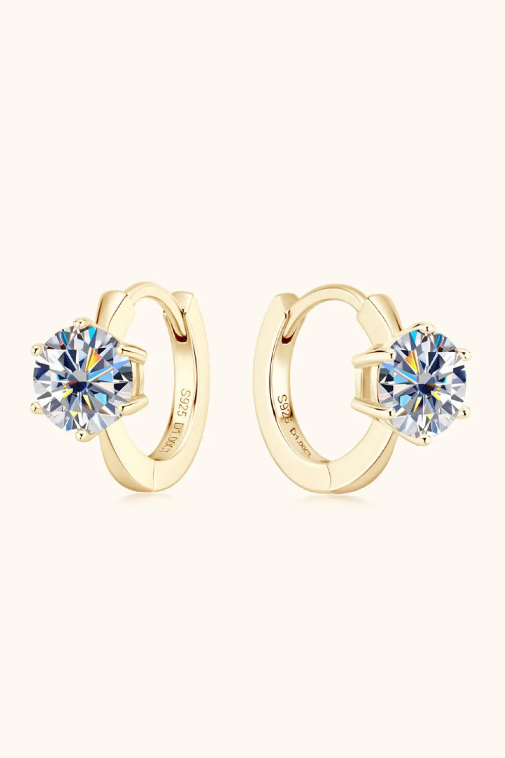 Lovcia 2 Carat Moissanite 925 Sterling Silver Huggie Earrings-Earrings-Gold-One Size-Gold