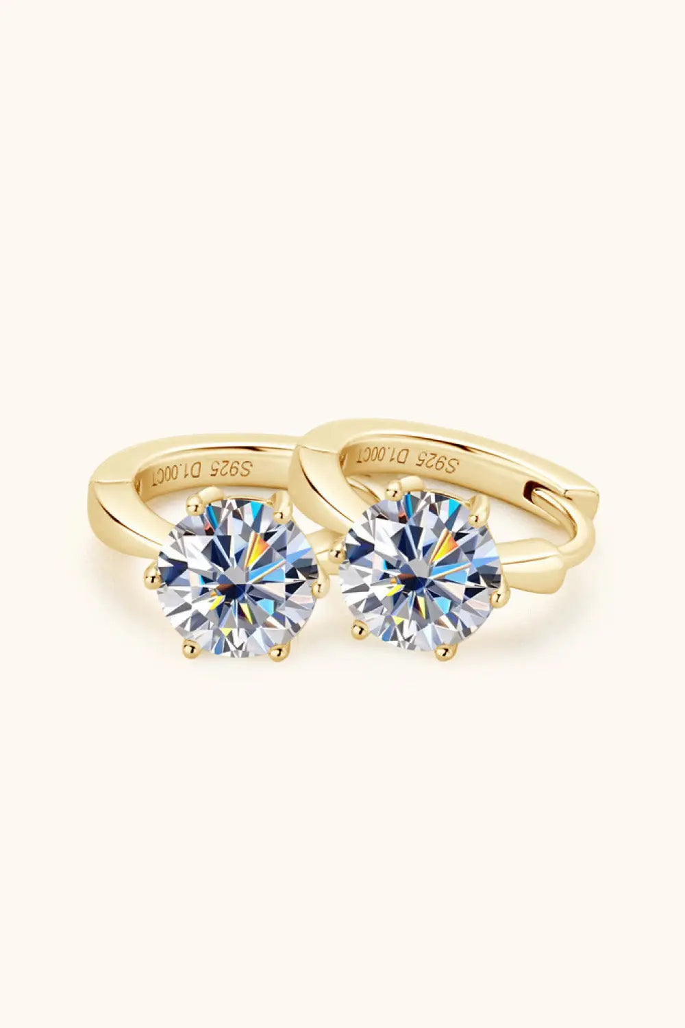 Lovcia 2 Carat Moissanite 925 Sterling Silver Huggie Earrings-Earrings-Gold-One Size-Gold