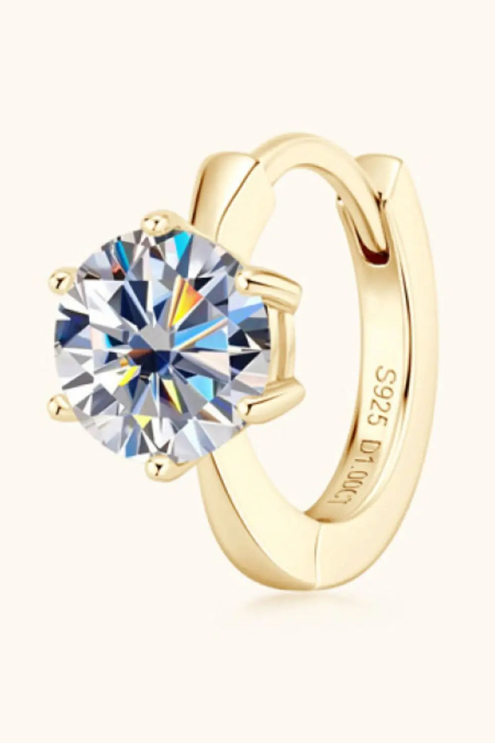 Lovcia 2 Carat Moissanite 925 Sterling Silver Huggie Earrings-Earrings-Gold-One Size-Gold