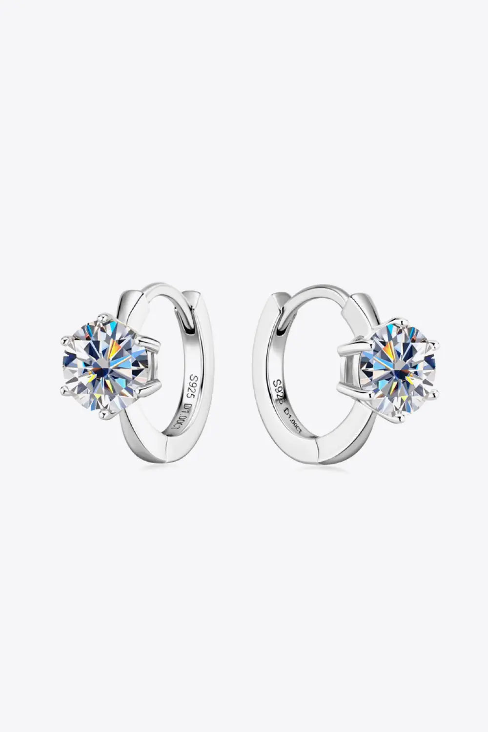 Lovcia 2 Carat Moissanite 925 Sterling Silver Huggie Earrings-Earrings-Silver-One Size-Silver