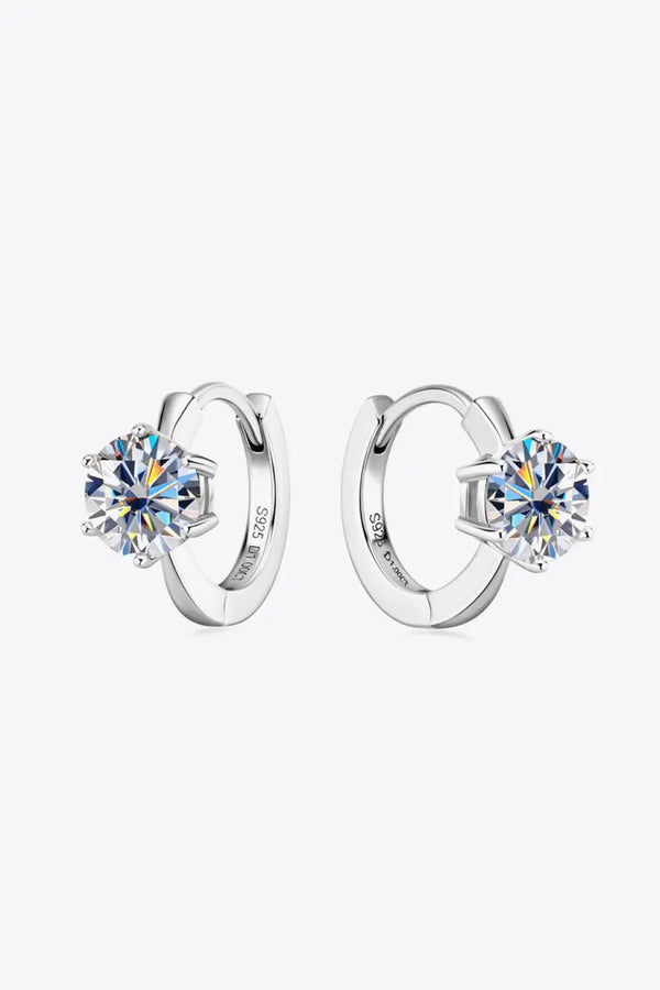 Lovcia 2 Carat Moissanite 925 Sterling Silver Huggie Earrings-Earrings-Silver-One Size-Silver