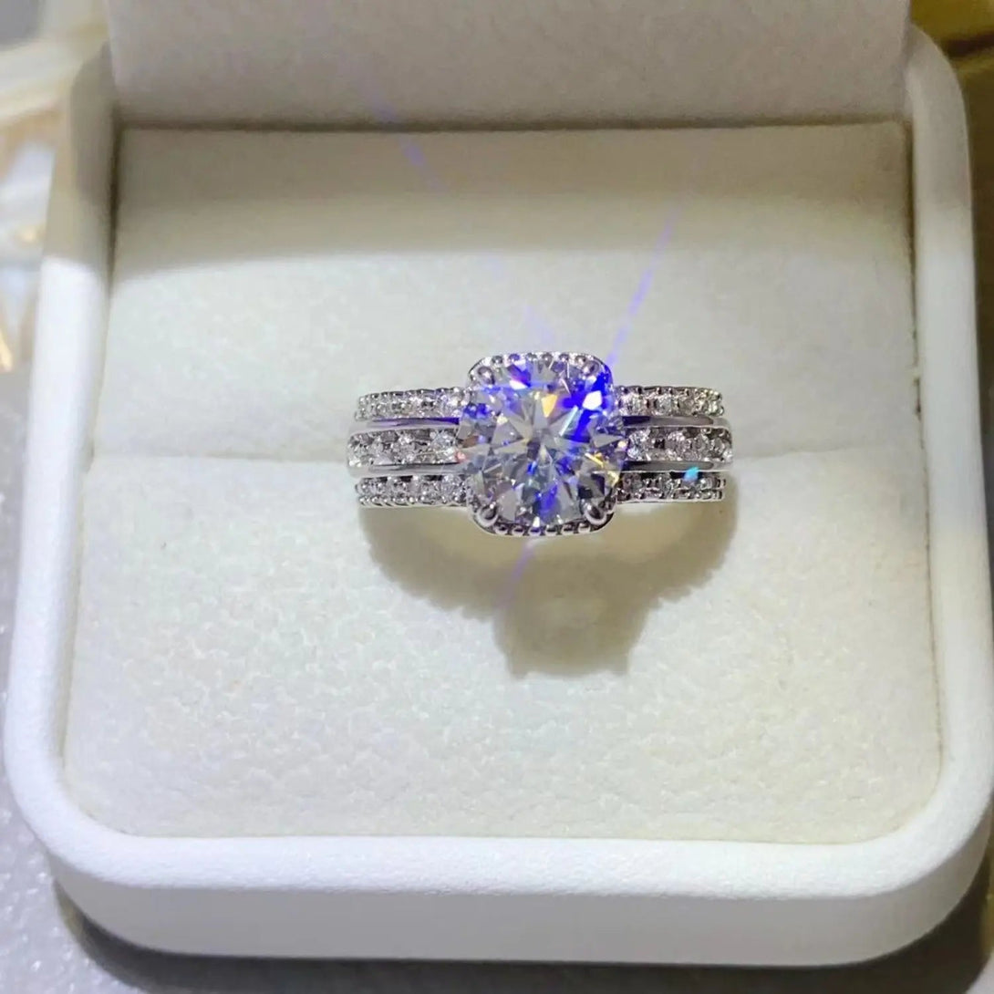 Lovcia 2 Carat Moissanite 925 Sterling Silver Ring-Rings-Silver-4.5-Silver