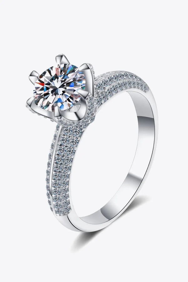 Lovcia 2 Carat Moissanite 925 Sterling Silver Side Stone Ring-Rings-Silver-4-Silver