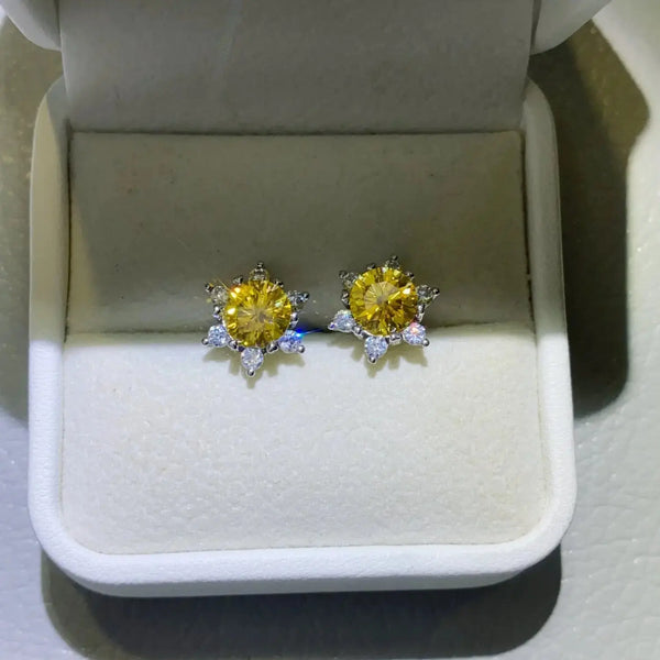 Lovcia 2 Carat Moissanite 925 Sterling Silver Stud Earrings-Earrings-Mustard-One Size-Mustard