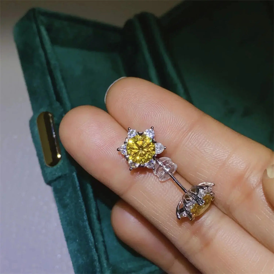 Lovcia 2 Carat Moissanite 925 Sterling Silver Stud Earrings-Earrings-Mustard-One Size-Mustard