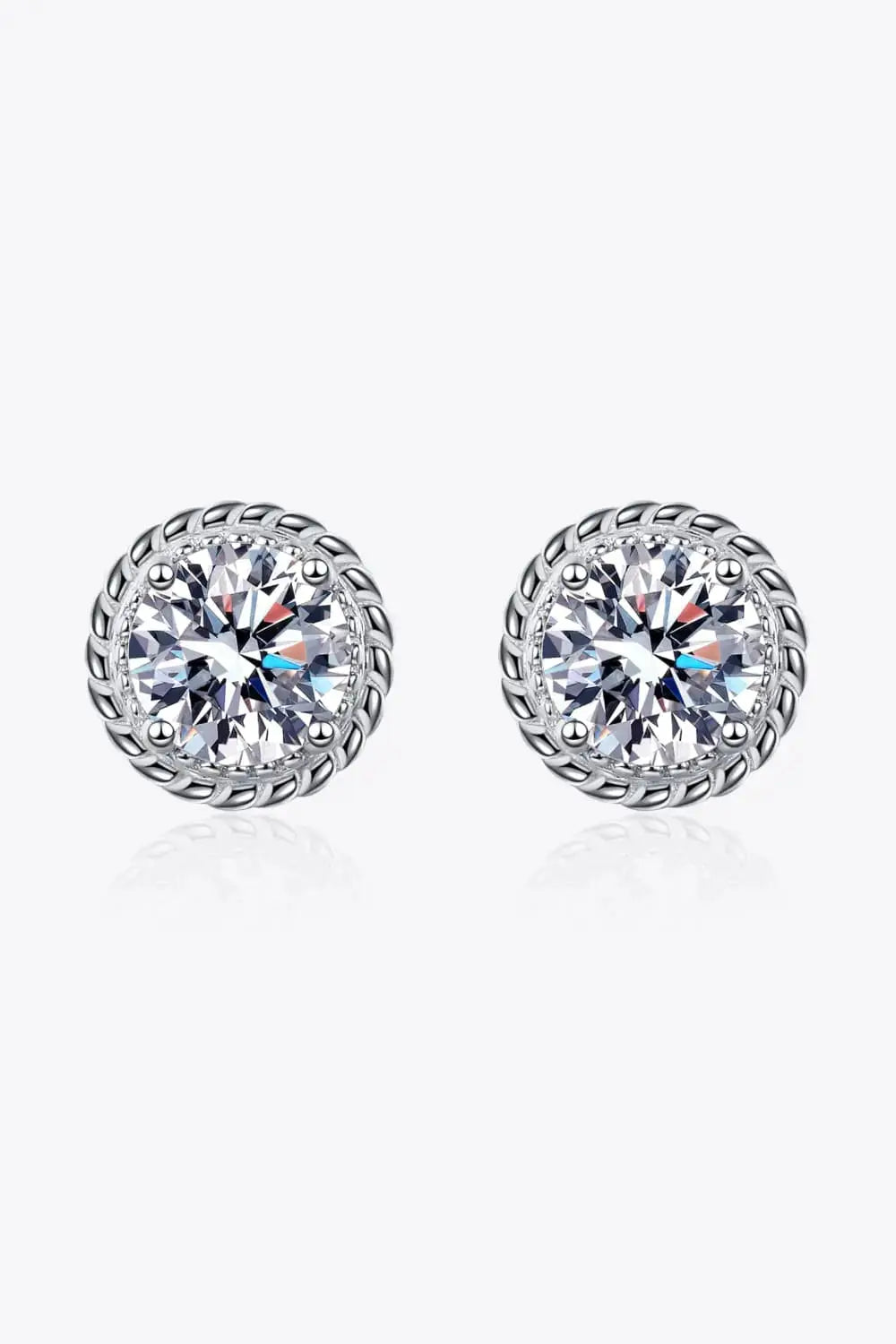 Lovcia 2 Carat Moissanite 925 Sterling Silver Stud Earrings-Earrings-Silver-One Size-Silver