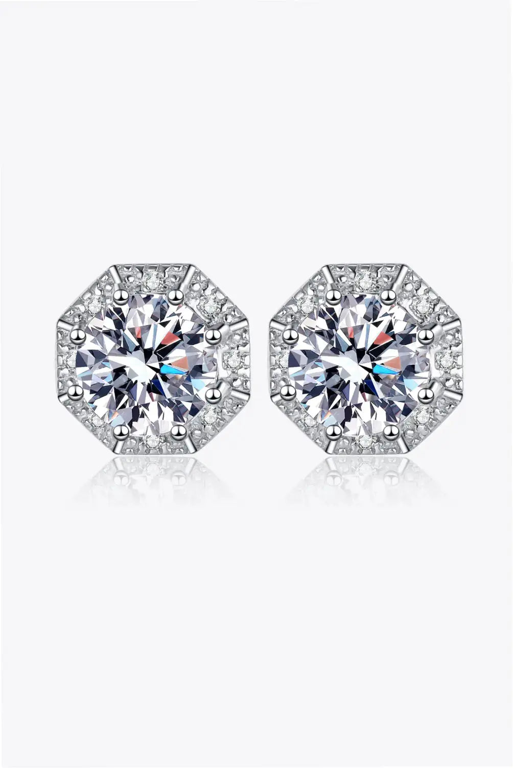 Lovcia 2 Carat Moissanite 925 Sterling Silver Stud Earrings-Earrings-Silver-One Size-Silver