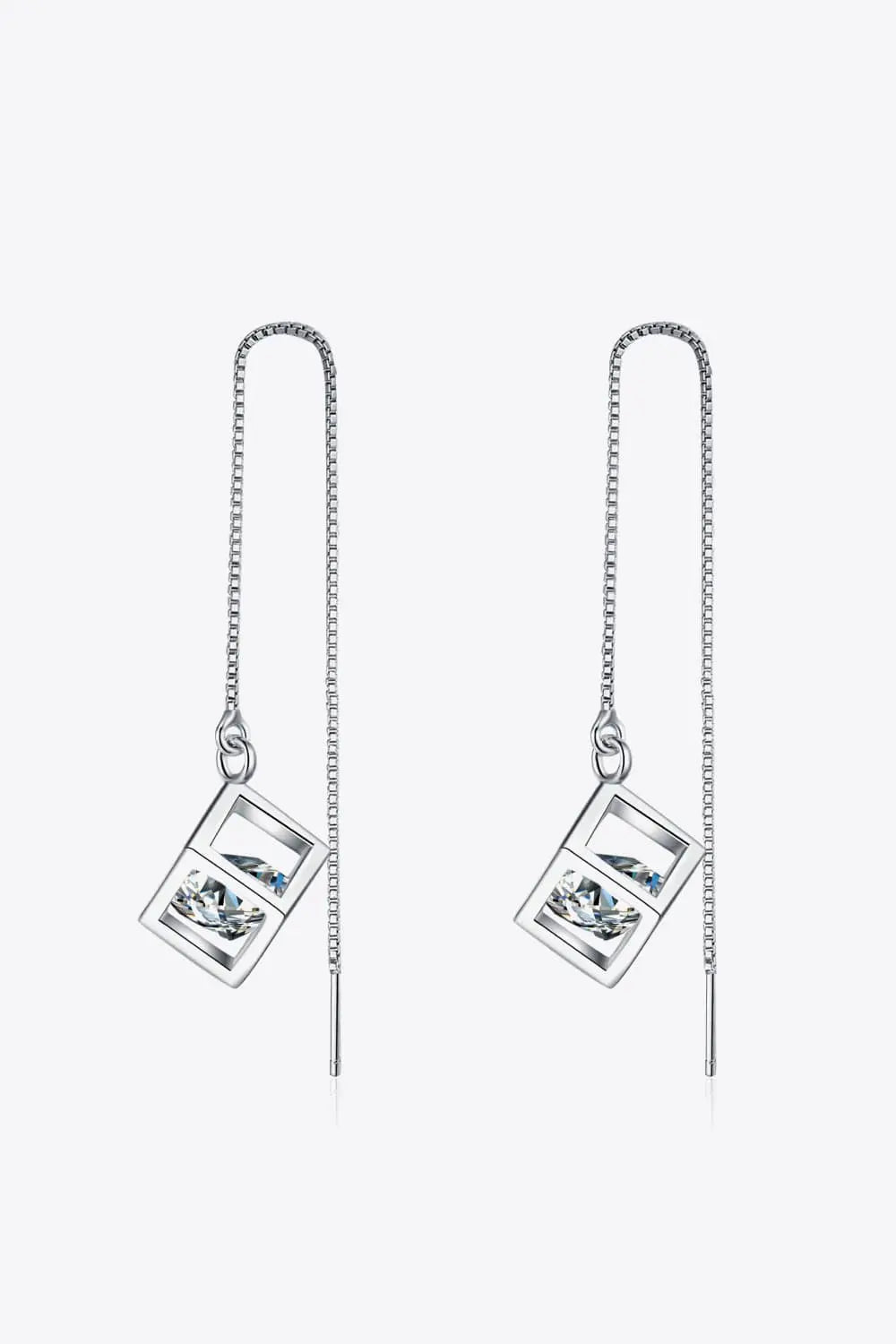 Lovcia 2 Carat Moissanite 925 Sterling Silver Threader Earrings-Earrings-Silver-One Size-Silver