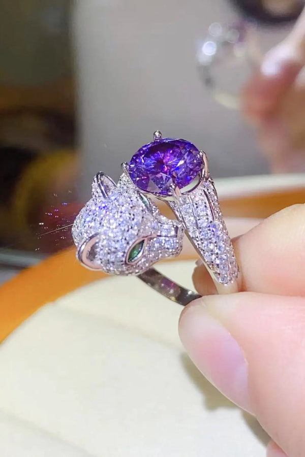 Lovcia 2 Carat Moissanite Adjustable Animal Bypass Ring-Rings-Purple-One Size-Purple