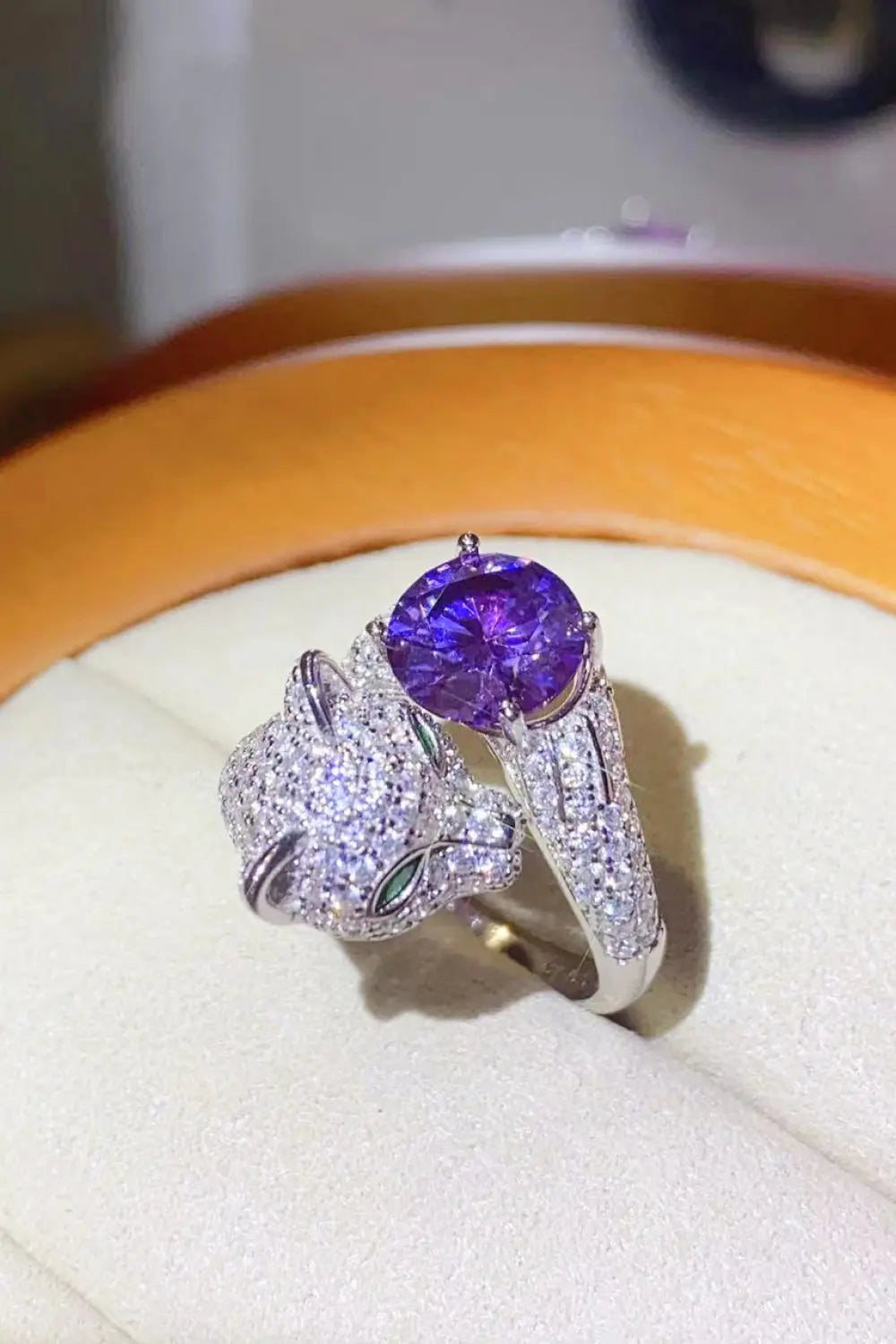 Lovcia 2 Carat Moissanite Adjustable Animal Bypass Ring-Rings-Purple-One Size-Purple