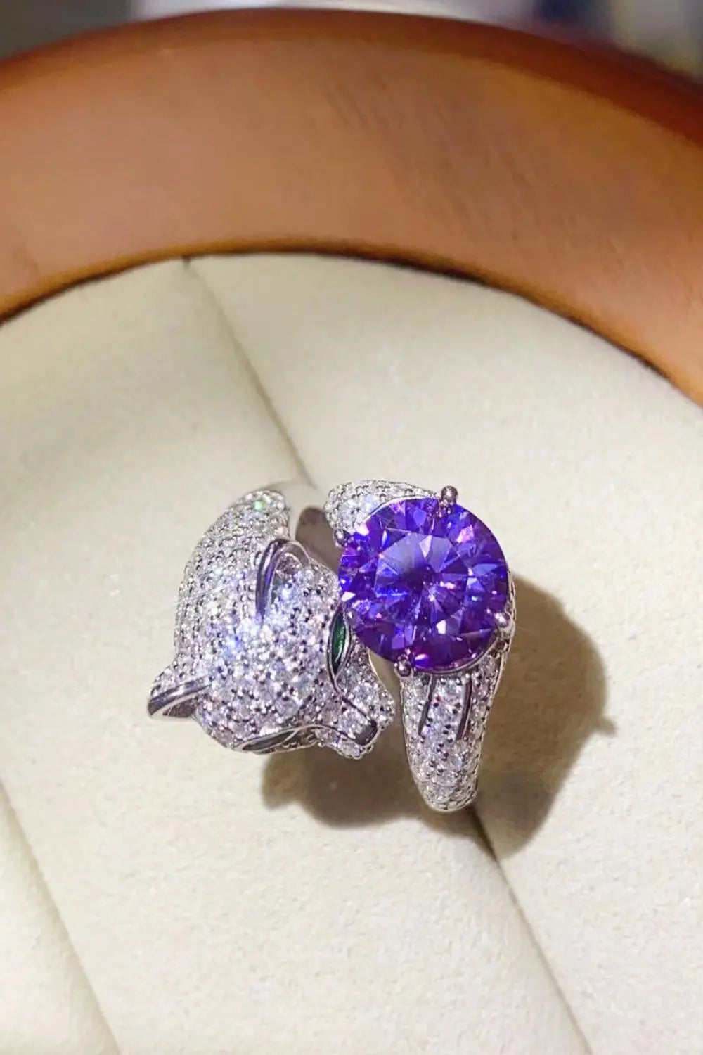 Lovcia 2 Carat Moissanite Adjustable Animal Bypass Ring-Rings-Purple-One Size-Purple