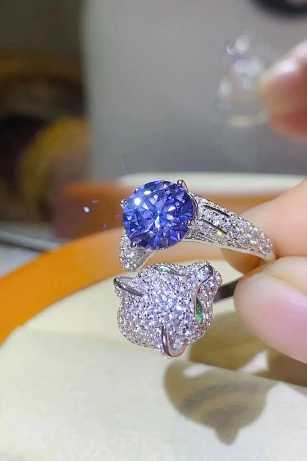Lovcia 2 Carat Moissanite Adjustable Animal Bypass Ring-Rings-Purple-One Size-Purple