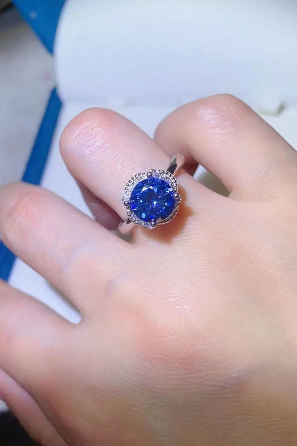 Lovcia 2 Carat Moissanite Contrast 925 Sterling Silver Ring-Rings-Cobalt Blue-5-Cobalt Blue
