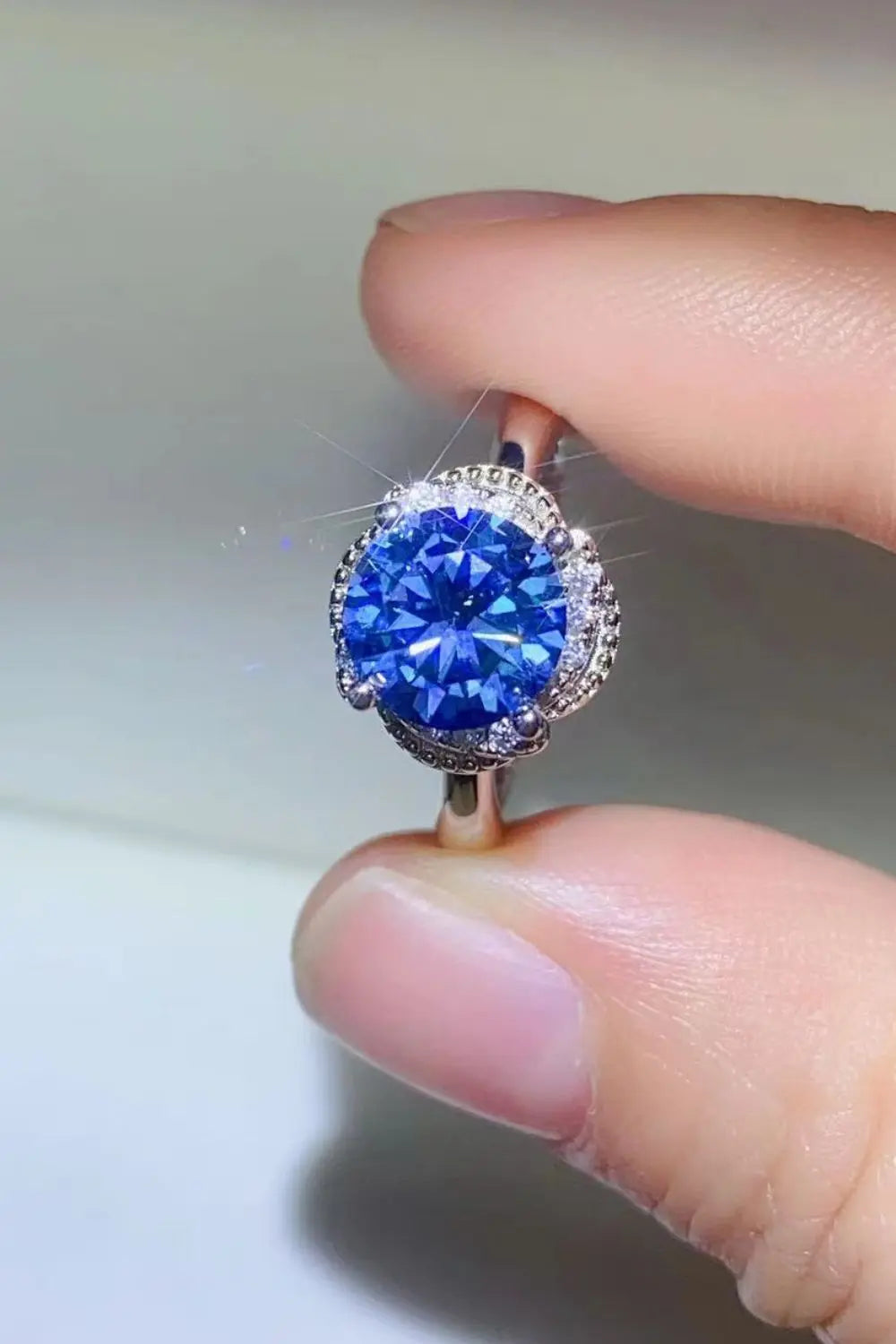 Lovcia 2 Carat Moissanite Contrast 925 Sterling Silver Ring-Rings-Cobalt Blue-5-Cobalt Blue