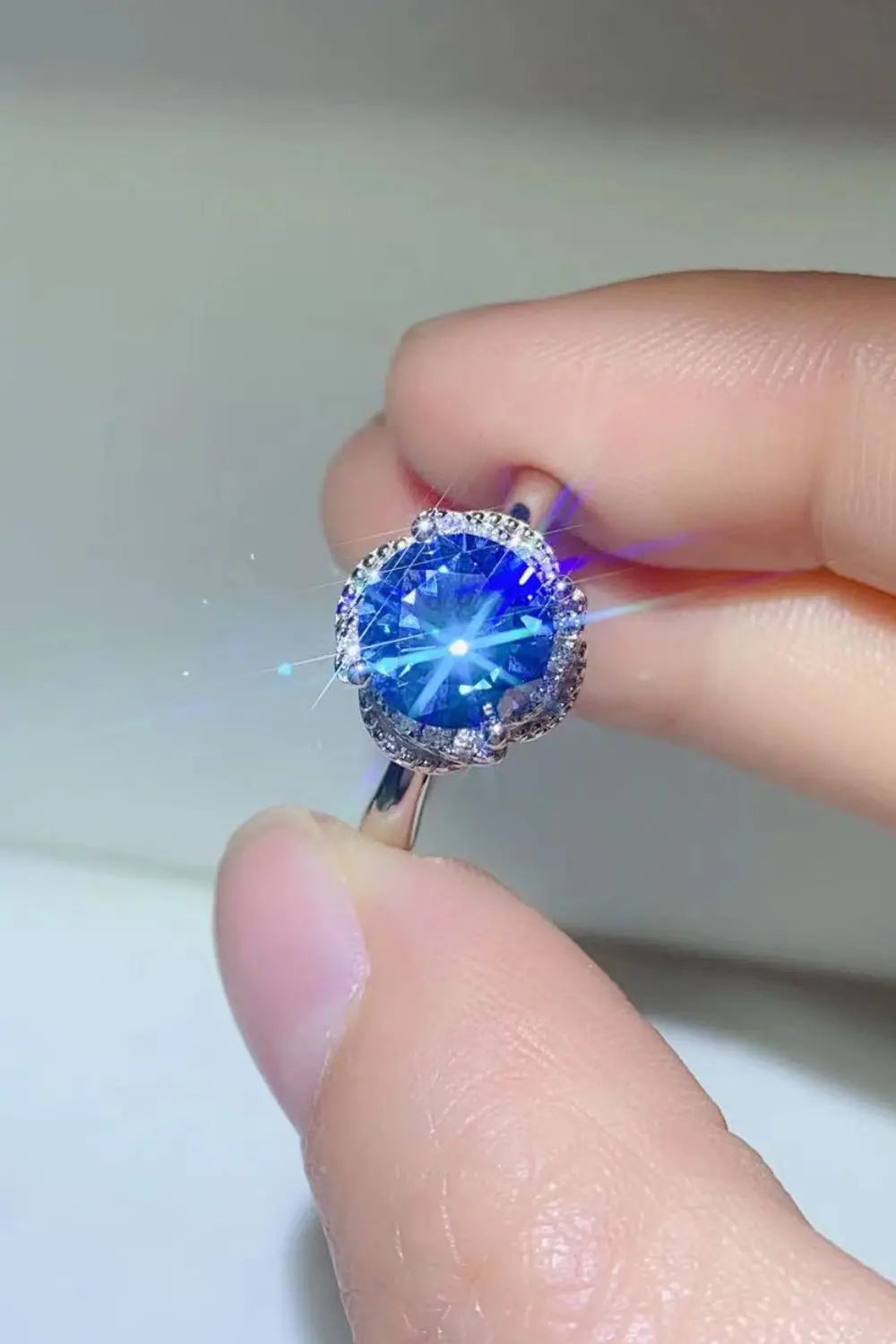 Lovcia 2 Carat Moissanite Contrast 925 Sterling Silver Ring-Rings-Cobalt Blue-5-Cobalt Blue