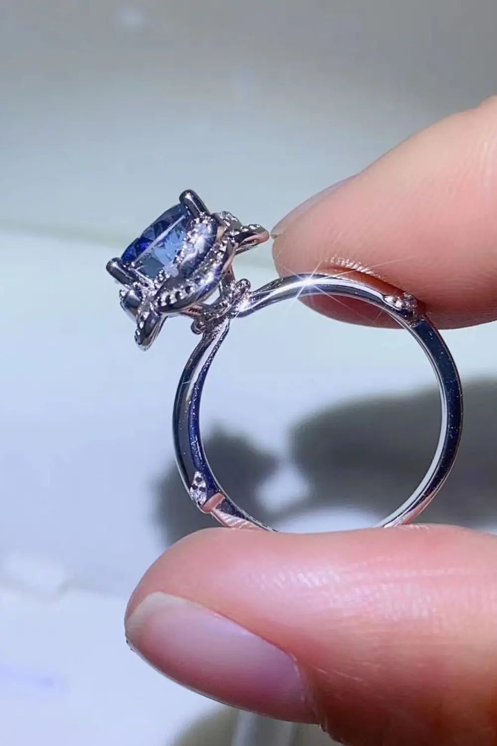 Lovcia 2 Carat Moissanite Contrast 925 Sterling Silver Ring-Rings-Cobalt Blue-5-Cobalt Blue