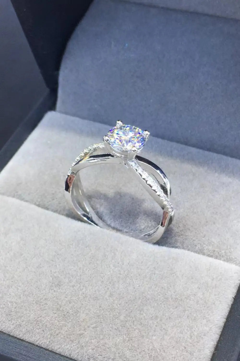 Lovcia 2 Carat Moissanite Crisscross 925 Sterling Silver Ring-Rings-Silver-4.5-Silver