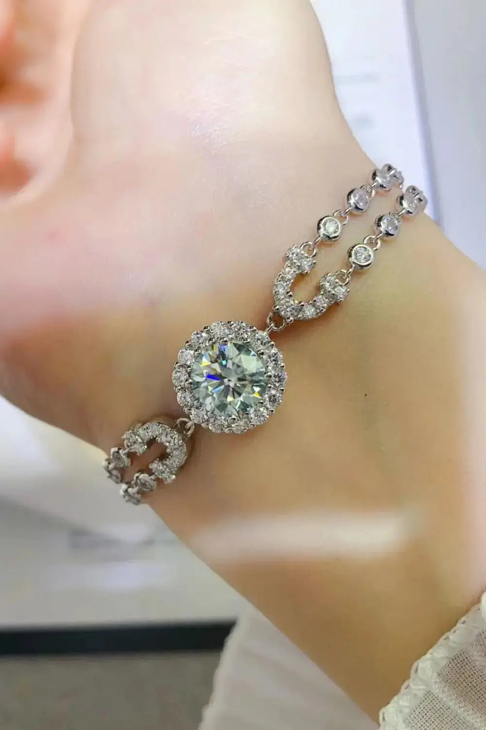 Lovcia 2 Carat Moissanite Double-Layered Bracelet-Bracelets-Silver-One Size-Silver