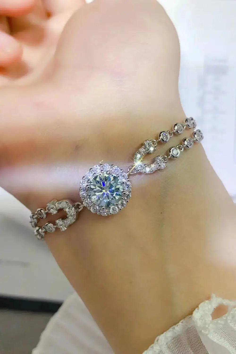Lovcia 2 Carat Moissanite Double-Layered Bracelet-Bracelets-Silver-One Size-Silver