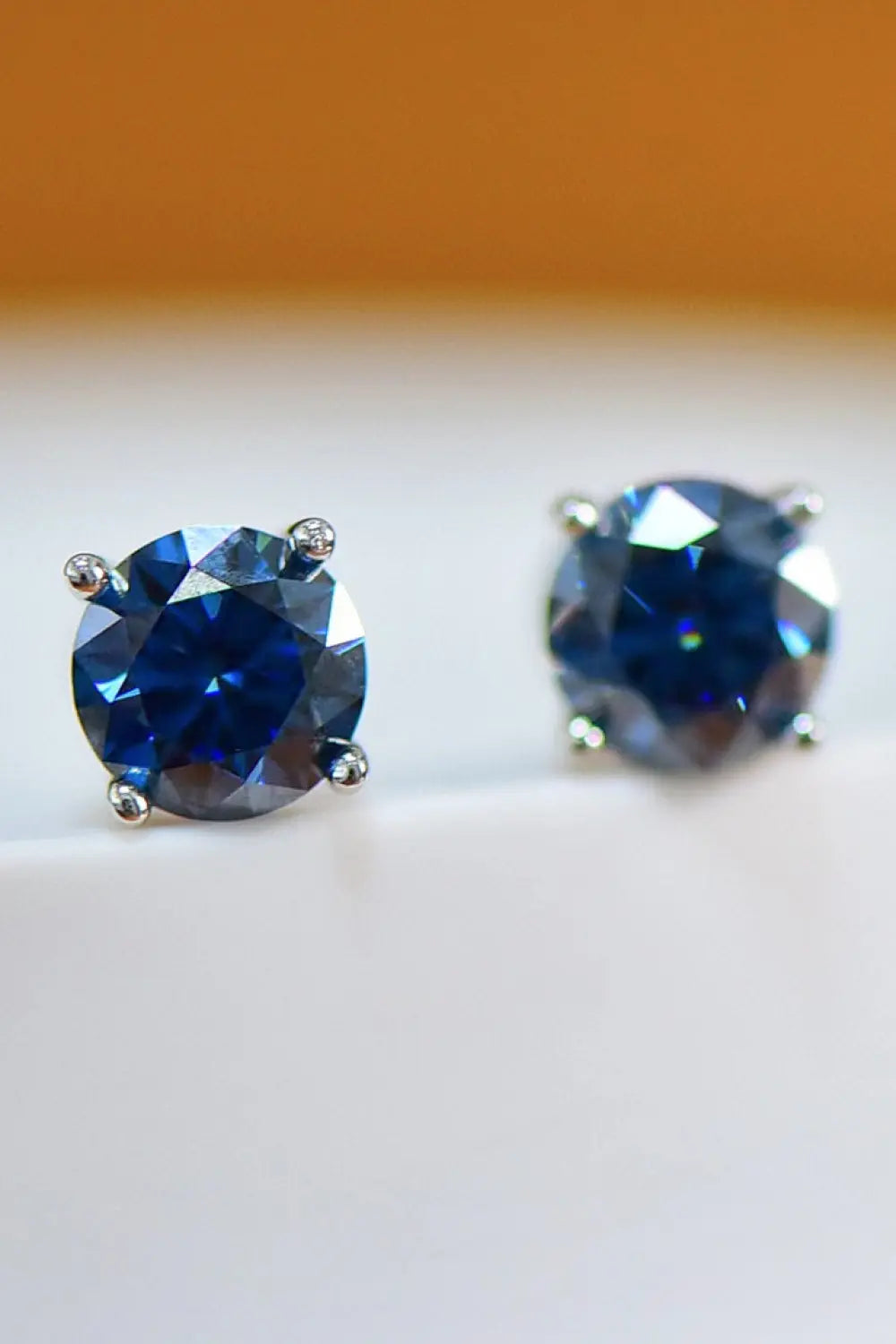Lovcia 2 Carat Moissanite Four-Prong Platinum-Plated Earrings-Earrings-Blue-One Size-Blue