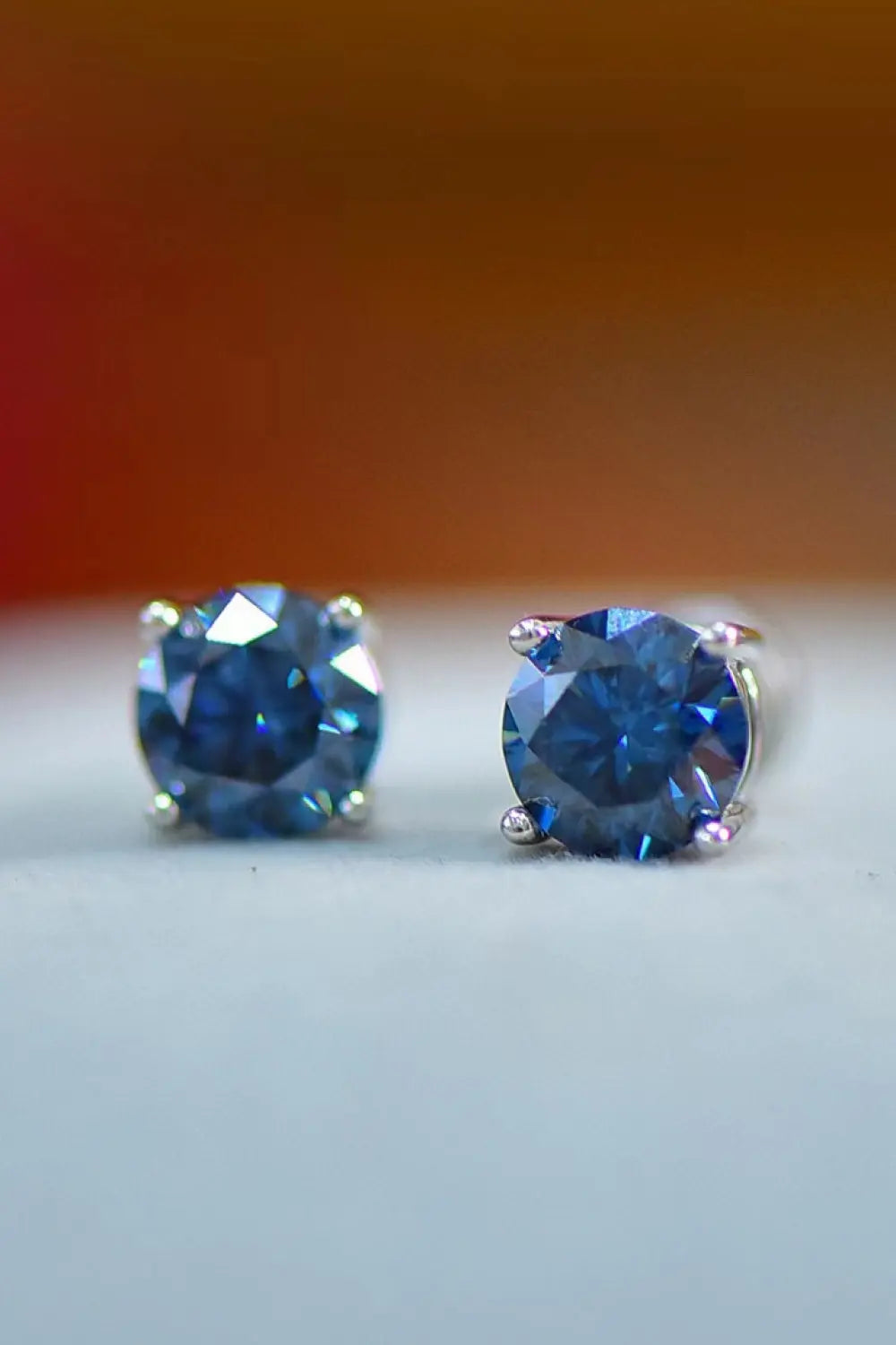 Lovcia 2 Carat Moissanite Four-Prong Platinum-Plated Earrings-Earrings-Blue-One Size-Blue