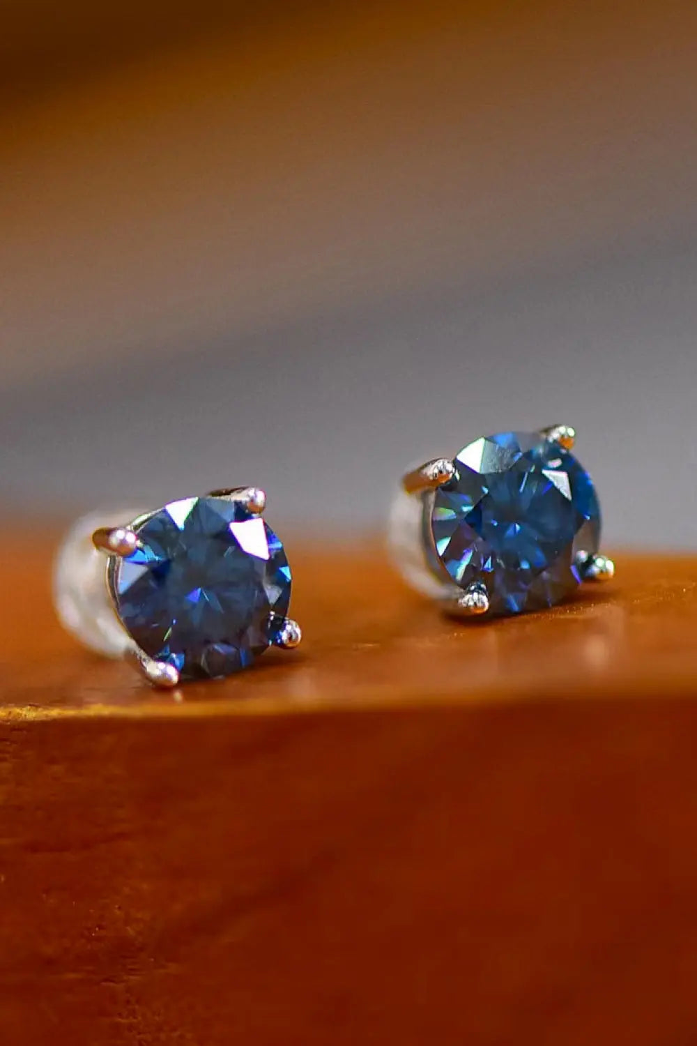 Lovcia 2 Carat Moissanite Four-Prong Platinum-Plated Earrings-Earrings-Blue-One Size-Blue